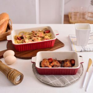 MALACASA 2-Piece Red Rectangle Porcelain Bakeware Set 9 in. and 11 in. Baking Dishes