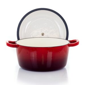 MegaChef MegaChef 5 Qt. Round Enameled Cast Iron Casserole in Red with Lid