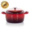 MegaChef MegaChef 5 Qt. Round Enameled Cast Iron Casserole in Red with Lid