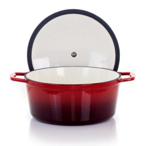 MegaChef MegaChef 4 Qt. Round Enameled Cast Iron Casserole in Red with Lid