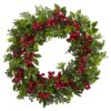 Nearly Natural 24 in. Berry Boxwood Wreath