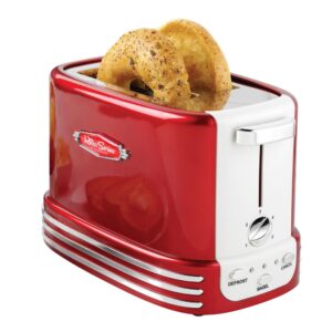 Nostalgia Retro Series 2-Slice Red Wide Slot Bagel Toaster with Crumb Tray and Shade Settings