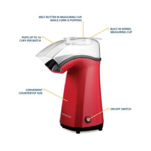 Nostalgia Air Pop Hot Air 4 oz. Red Countertop Popcorn Machine