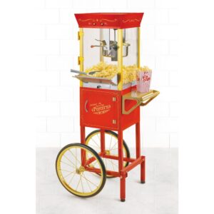 Nostalgia Vintage 600-Watt 8 oz. Oil Red Popcorn Machine with Cart