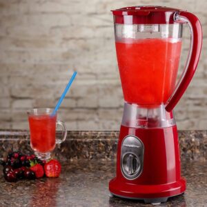 Ovente 2-Speed Professional Blender with Pulse Operation, 50 oz 400-Watts, Stainless Steel Blades, Red