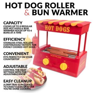 Nostalgia Red 8-Hot Dog Roller and 6-Bun Warmer