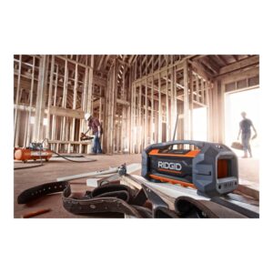 RIDGID 18-Volt Cordless Hybrid Jobsite Radio with Bluetooth Wireless Technology with 1.5 Ah Lithium-Ion Battery