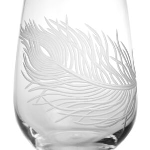 Rolf Glass Peacock 17 oz. Clear Stemless Wine Glass (Set of 4)