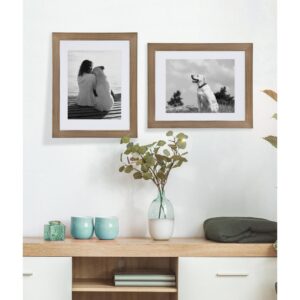 DesignOvation Museum 14 in. x 18 in. Matted to 11 in. x 14 in. Rustic Brown Picture Frame (Set of 2)