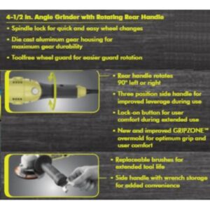 RYOBI 7.5 Amp 4.5 in. Corded Angle Grinder