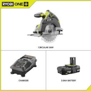 RYOBI 18-Volt ONE+ Cordless 6-1/2 in. Circular Saw with Lithium-Ion 2.0 Ah Battery and Dual Chemistry IntelliPort Charger