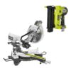 RYOBI 15 Amp 10 in. Sliding Compound Miter Saw and 18-Volt Cordless Airstrike ONE+ Brad Nailer