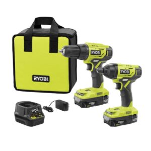 RYOBI 18-Volt ONE+ Cordless 2-Tool Combo Kit w/ (2) 1.5Ah Batteries, Charger & Bag w/ BONUS Impact Rated Driving Kit (70Piece)