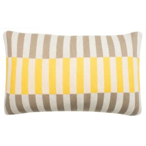 Safavieh Stone Yellow Natural Striped Down Alternative 12 in. x 20 in. Throw Pillow