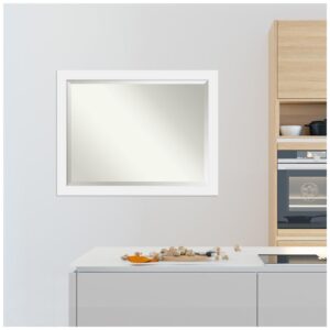 Amanti Art Corvino 45 in. W x 35 in. H Framed Rectangular Beveled Edge Bathroom Vanity Mirror in Satin White