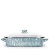 Golden Rabbit Sea Glass 10.5 qt. Enamelware Roasting Pan with Lid