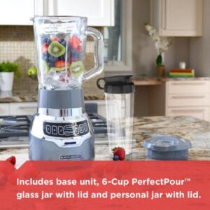 BLACK+DECKER PowerCrush 48 oz. 3-Speed Silver Digital Blender with Travel Cup