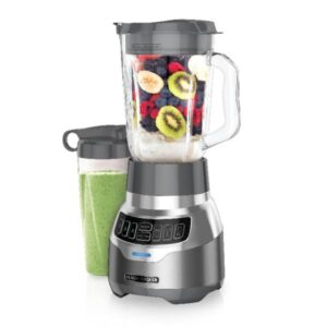 BLACK+DECKER PowerCrush 48 oz. 3-Speed Silver Digital Blender with Travel Cup