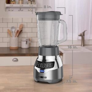 BLACK+DECKER PowerCrush 48 oz. 3-Speed Silver Digital Blender with Travel Cup