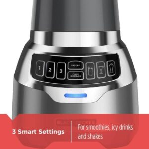 BLACK+DECKER PowerCrush 48 oz. 3-Speed Silver Digital Blender with Travel Cup