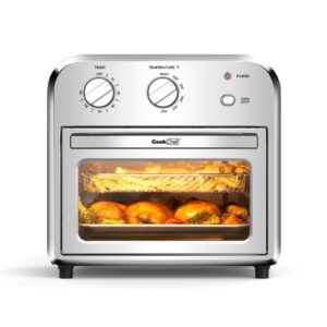 Boyel Living 11 Qt. Silver Stainless Steel Air Fryer with Temperature&Time Knob, Fry Oil-Free, Roast, Bake, 4 Accessories & Recipes