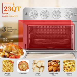 Boyel Living 24 Qt. Silver Stainless Steel Air Fryer Toaster Oven with Roast, Bake, Broil, Reheat, Accessories and Cookbook Included