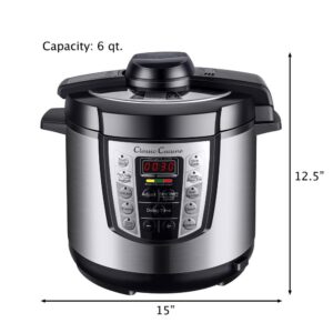 Classic Cuisine 4-in-1 Multi-Function 6 Qt. Silver Electric Pressure Cooker