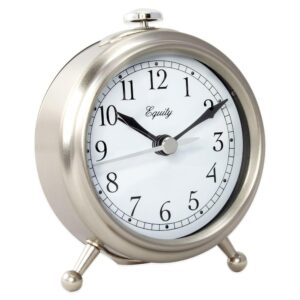 Equity by La Crosse Small 3 in. Metal Quartz Alarm Table Clock