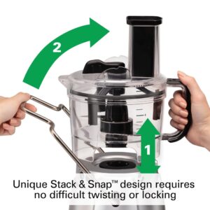 Hamilton Beach Stack & Snap 8-Cup 3-Speed Silver Food Processor with Built-in Bowl Scraper