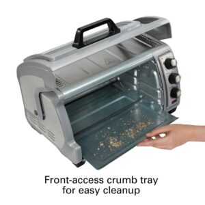 Hamilton Beach Easy Reach 1400 W 6-Slice Grey Toaster Oven with Roll Top Door