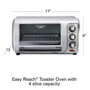Hamilton Beach Easy Reach 1200 W 4-Slice Silver Toaster Oven with Roll Top Door