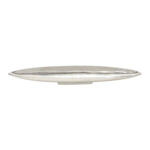 LITTON LANE 36 in. x 3 in. Polished Silver Aluminum Canoe-Shaped Bowled Tray