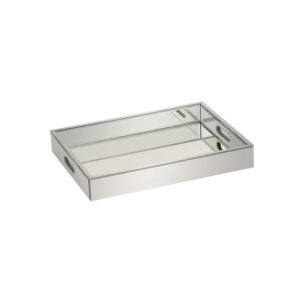 LITTON LANE 18 in. x 3 in. Modern Silver-Finished Decorative Mirror Tray
