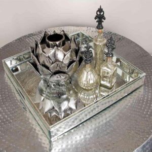 LITTON LANE 20 in. x 2 in. Modern Silver-Finished Decorative Mirror Tray