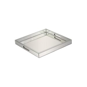 LITTON LANE 20 in. x 2 in. Modern Silver-Finished Decorative Mirror Tray