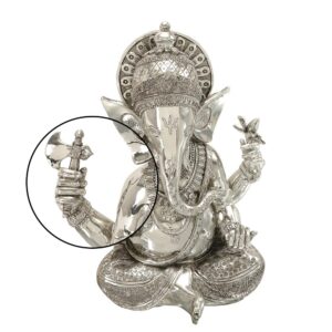 LITTON LANE 16 in. X 12 in. Antique Silver Sitting Ganesh Sculpture with Patterned Detailing