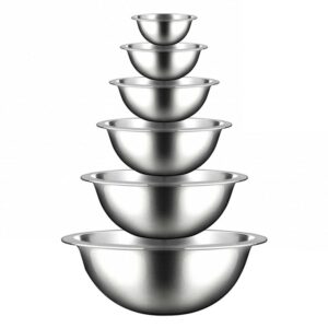 NutriChef 6-Piece Stainless Steel Kitchen Mixing Bowls Set