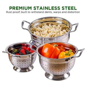 Ovente Dishwasher-Safe Stainless Steel Colander Set (3-Piece) (1.5 qt., 3qt., 5qt.)