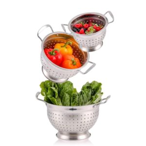 Ovente Dishwasher-Safe Stainless Steel Colander Set (3-Piece) (1.5 qt., 3qt., 5qt.)