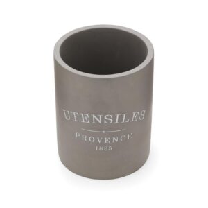 Fox Run 7 in. x 5 in. Slate Grey Round Cement Kitchen Utensil Holder