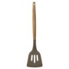 Home Basics Karina Grey High-Heat Resistance Non-Stick Safe Silicone Slotted Spatula with Easy Grip Beech Wood Handle
