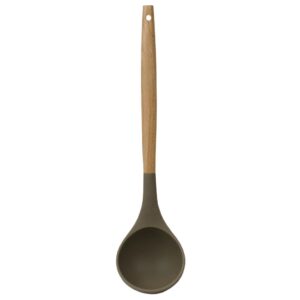 Home Basics Karina High-Heat Resistance Grey with Easy Grip Beech Wood Handle Non-Stick Safe Silicone Ladle