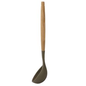 Home Basics Karina High-Heat Resistance Grey with Easy Grip Beech Wood Handle Non-Stick Safe Silicone Ladle