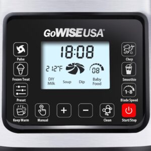 GoWISE USA High-Speed Premier Cooking 59 oz. 8-Speed Stainless Steel Glass Pitcher Blender