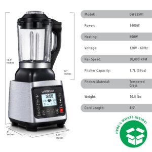 GoWISE USA High-Speed Premier Cooking 59 oz. 8-Speed Stainless Steel Glass Pitcher Blender
