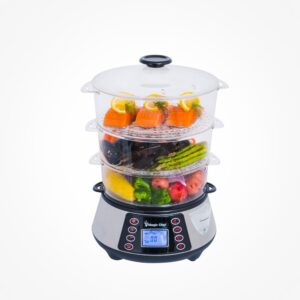 Magic Chef 3-Tier 12 Qt. Stainless Steel Countertop Food Steamer and Rice Cooker