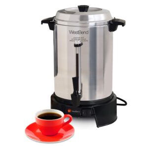 West Bend 55-Cup Silver Aluminum with Quick Brewing Large Capacity Commercial Coffee Urn Features Automatic Temperature Control