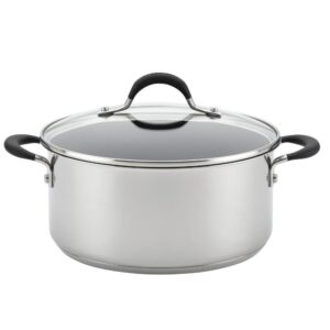 Circulon Momentum 5 qt. Round Stainless Steel Nonstick Dutch Oven with Glass Lid