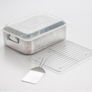 ExcelSteel 4-Piece All-in-one Stainless Steel Roaster and Lasagna Pan with Plastic Cover