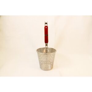 ExcelSteel 6.25 in. Stainless Steel Pasta Basket with Wood Covered Handles